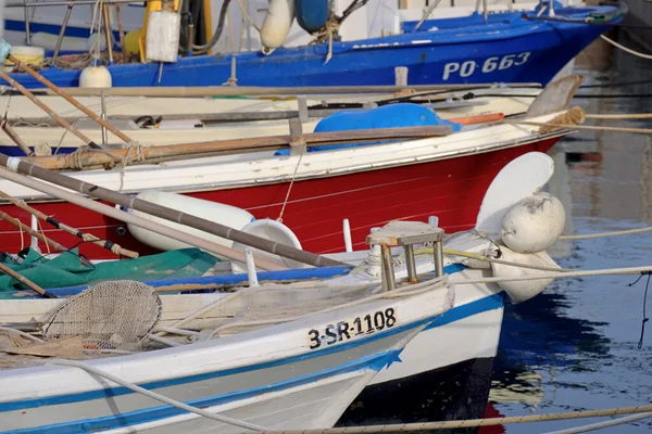 Италия Sicily Marina Ragusa Ragusa Province Сицилийские Деревянные Рыболовные Лодки — стоковое фото