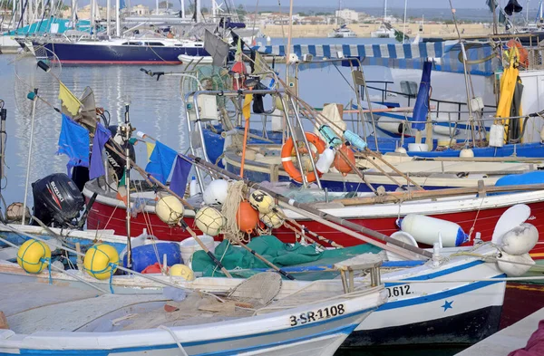 Italien Sicilien Marina Ragusa Ragusaprovinsen Oktober 2020 Sicilianska Träfiskefartyg Och — Stockfoto