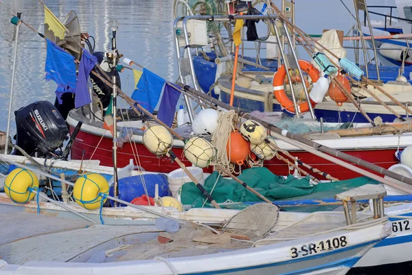 Italien Sicilien Marina Ragusa Ragusaprovinsen Den Oktober 2020 Sicilianska Träfiskefartyg — Stockfoto