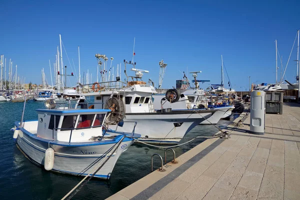 Italia Sicilia Marina Ragusa Provincia Ragusa Ottobre 2020 Barche Pesca — Foto Stock