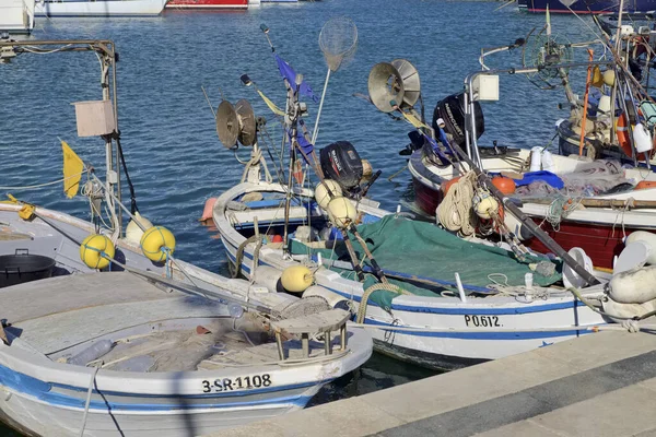 Italia Sicilia Marina Ragusa Provincia Ragusa Ottobre 2020 Barche Pesca — Foto Stock