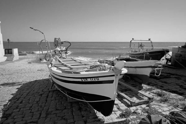 Италия Сицилия Средиземное Море Сампьери Провинция Рагуза Местные Рыболовные Суда — стоковое фото