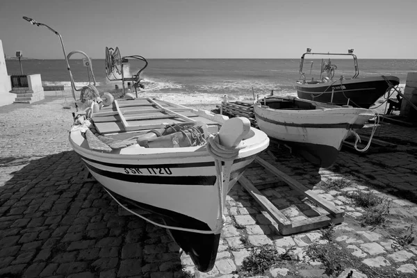 Itália Sicília Mar Mediterrâneo Sampieri Província Ragusa Barcos Pesca Locais — Fotografia de Stock