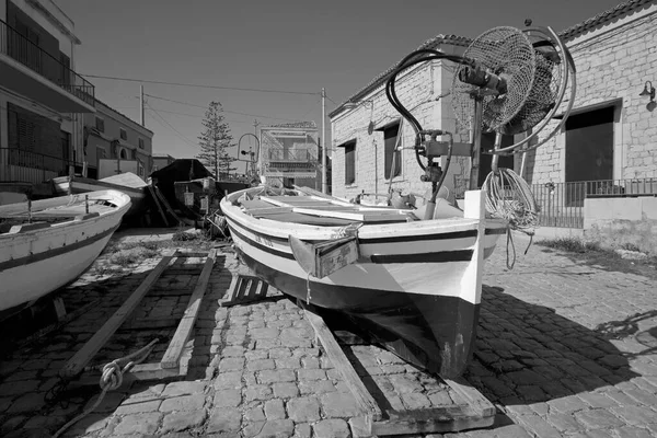 Italy Sicily Mediterranean Sea Sampieri Ragusa Province Local Fishing Boats — Stock Photo, Image