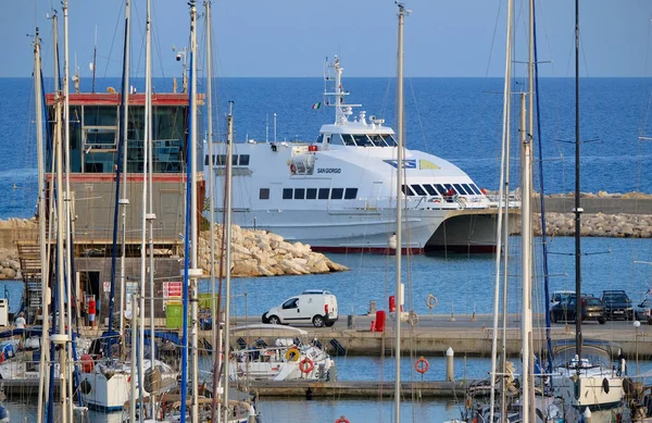 Italy, Sicily, Mediterranean sea, Marina di Ragusa (Ragusa Province); 9 September 2025, the ferry that connects Sicily with Malta island entering in the port - EDITORIAL