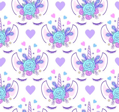 Tek boynuzlu at başkanı ile desen