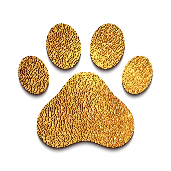 Golden animal paw print — Stock Vector