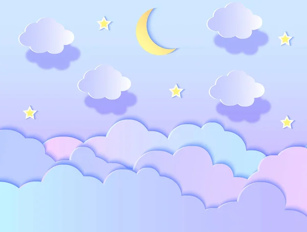 Clouds,stars and moon — Stock Vector