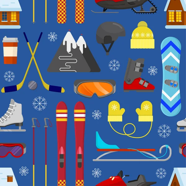 Pattern with winter equipment — Stock Vector