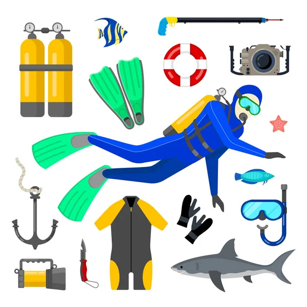 Ensemble d'équipement de plongée — Image vectorielle