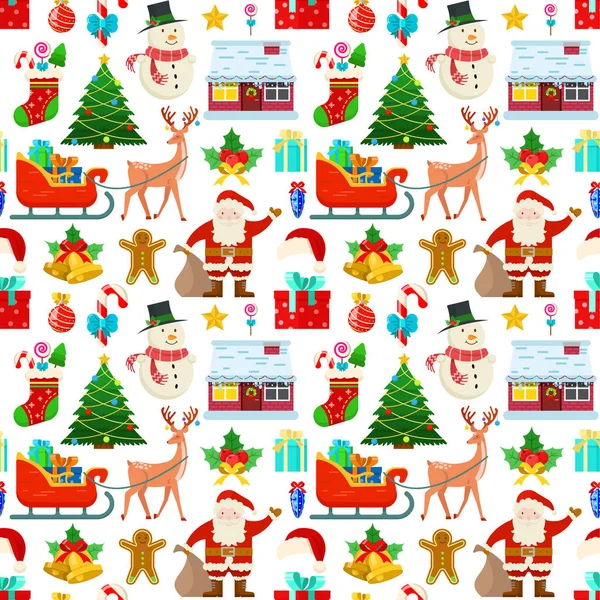Patrón con decoración de Navidad — Vector de stock