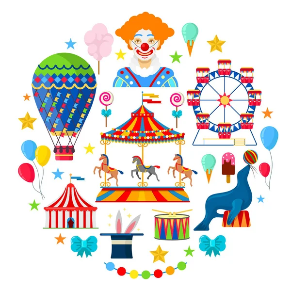 Iconos de circo y diversión — Archivo Imágenes Vectoriales