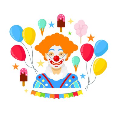 Palyaço ve renkli baloons