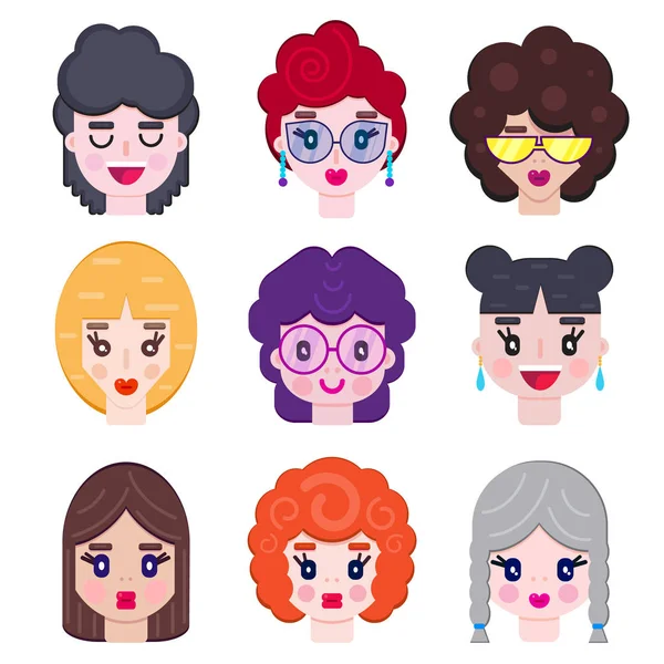 Ensemble de filles avatar — Image vectorielle