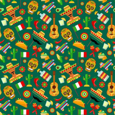 Geleneksel Meksika öznitelikleri içeren deseni
