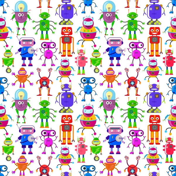 Robots mignons sur fond blanc — Image vectorielle