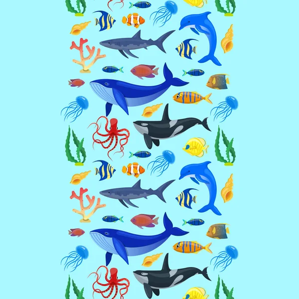 Pattern with ocean animals — Stock Vector