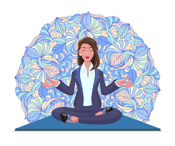 Femme d'affaires pratique le yoga — Image vectorielle