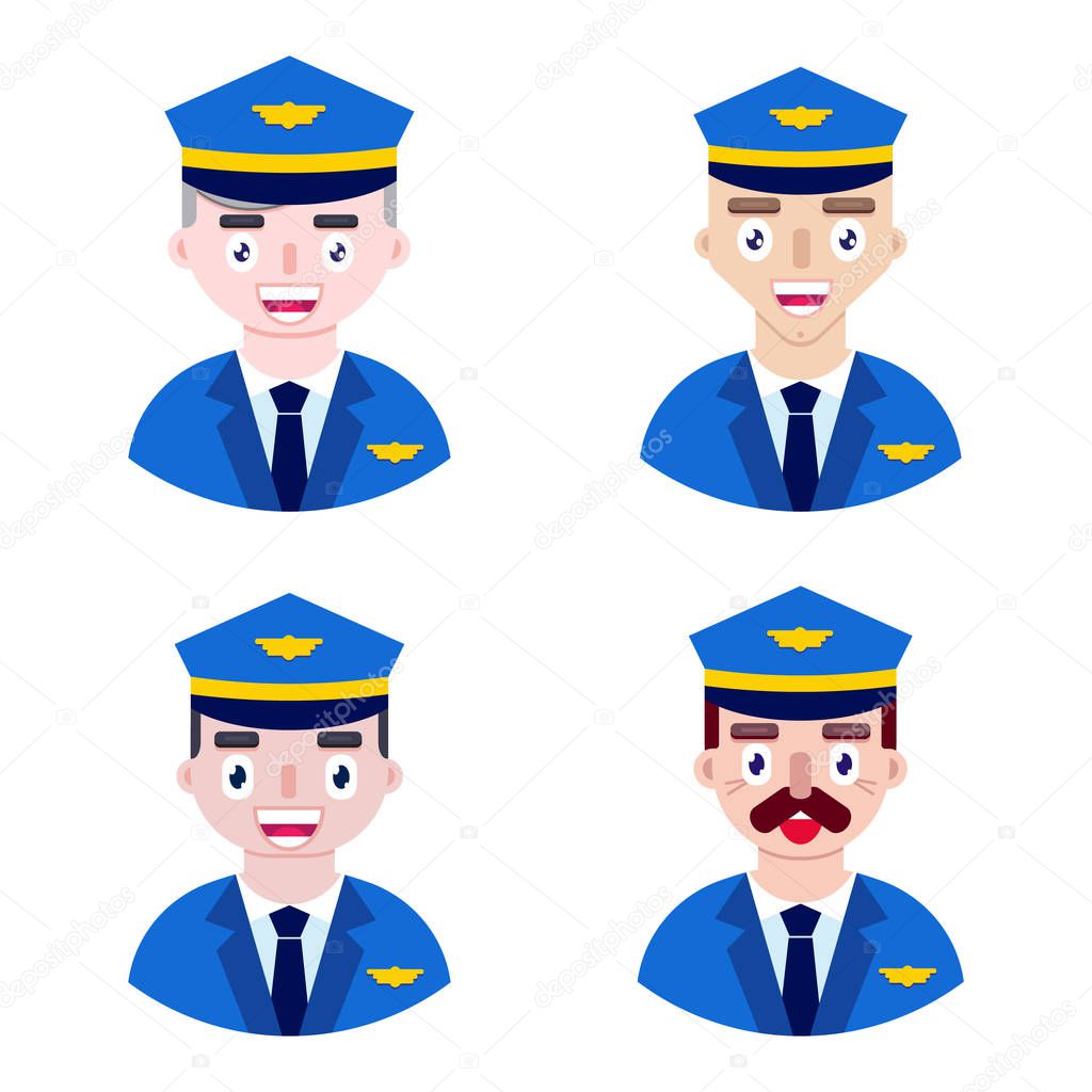 pilots on white background.