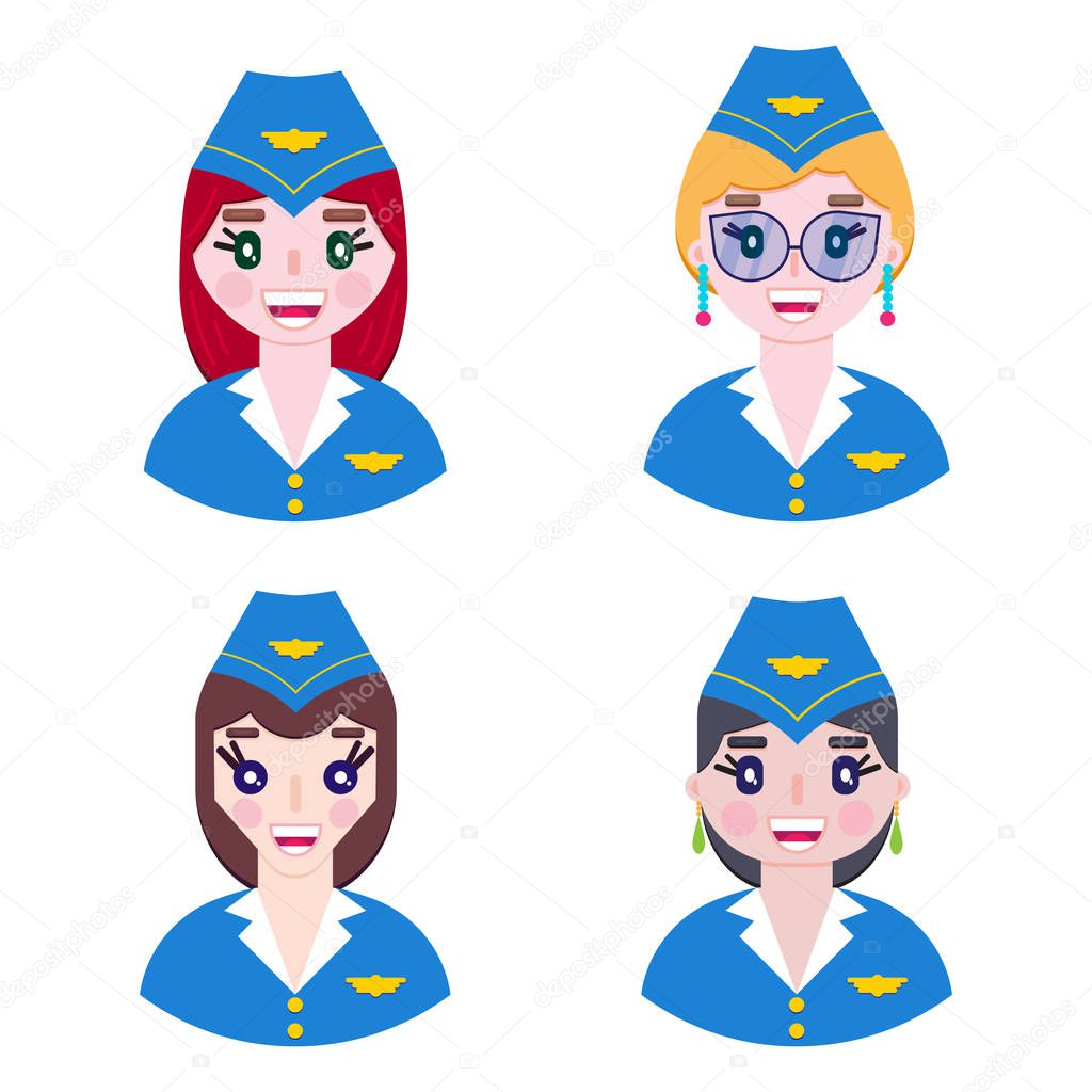 stewardesses on white background