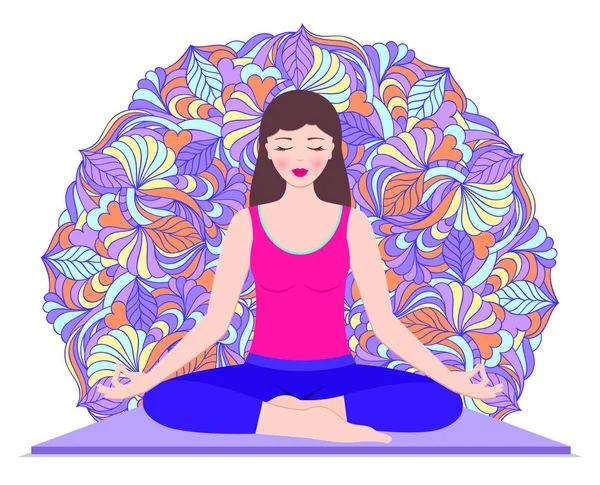 Jonge vrouw mediteert — Stockvector