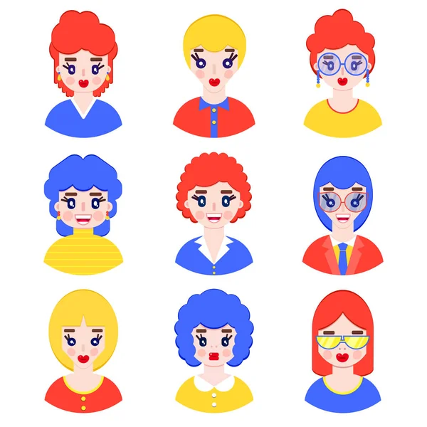 Set meisjes avatars — Stockvector