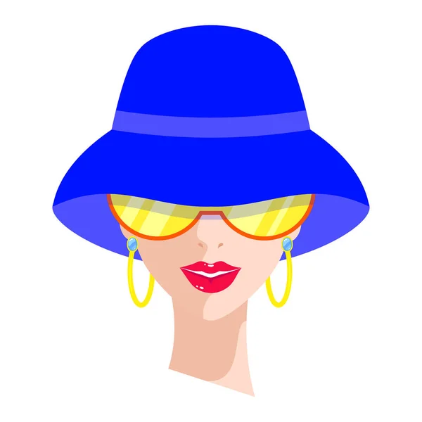 Mulher de chapéu azul — Vetor de Stock
