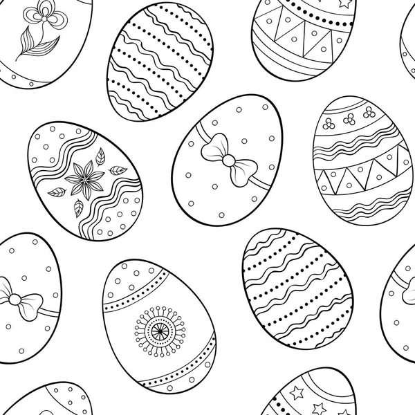 Pola dengan telur Paskah digambar tangan - Stok Vektor