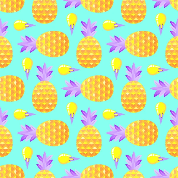 菠萝和冰淇淋的图案 — 图库矢量图片