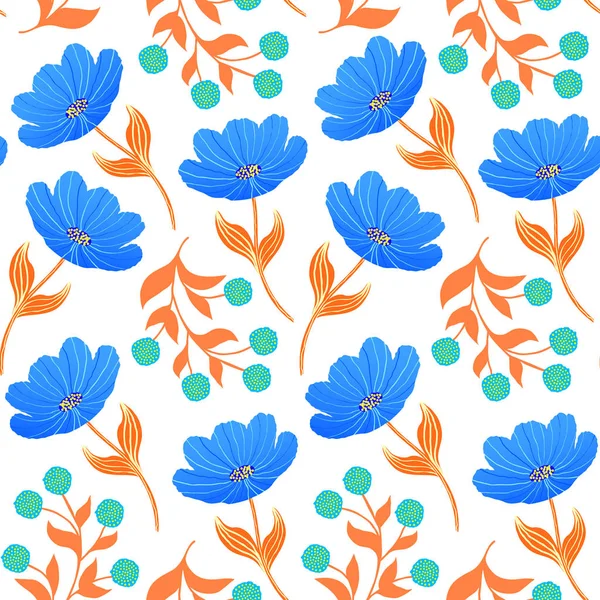 Patroon met blauwe tulpen — Stockvector