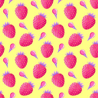 desen çilek ve dondurma ile