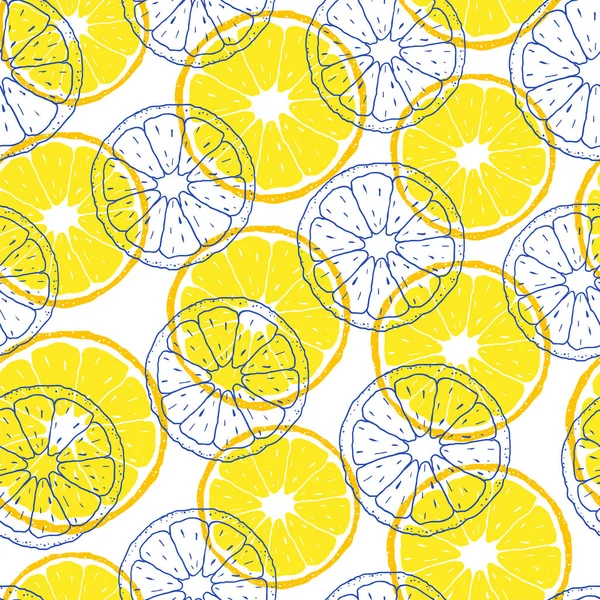 Pattern with lemon slices — Stock Vector