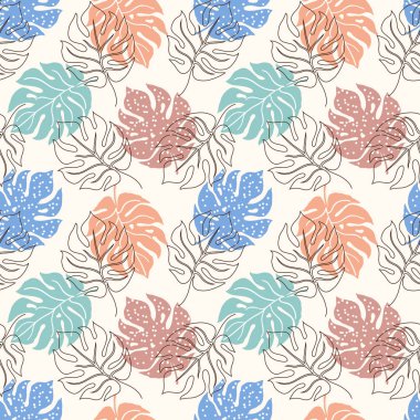 monstera yaprakları ile desen