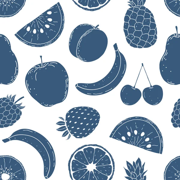 Patrón con frutas dibujadas a mano — Vector de stock