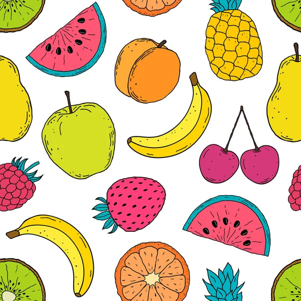 Patrón con frutas de colores — Vector de stock