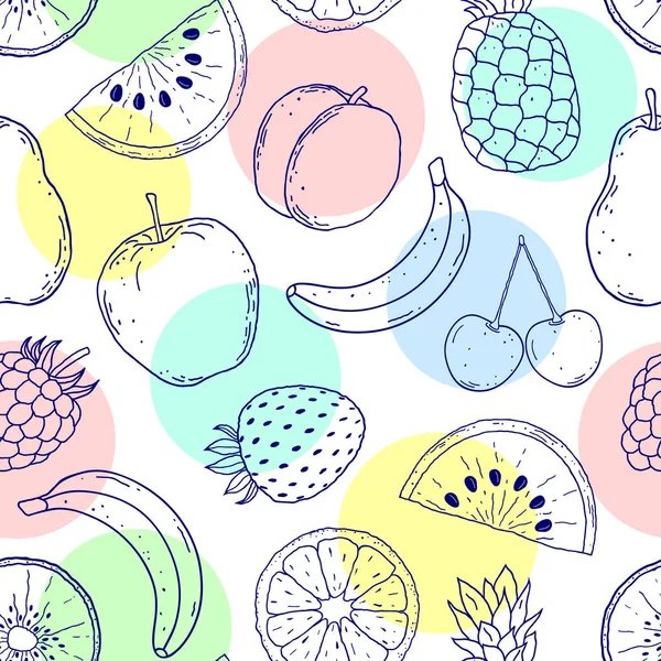 Modèle avec des fruits dessinés à la main — Image vectorielle
