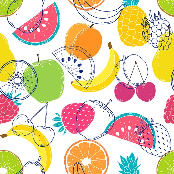 Patrón con frutas de colores — Vector de stock