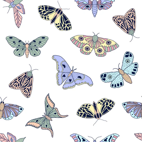 Butterflies and moths en — Stockvector