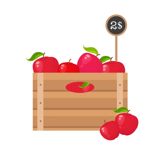 Jablka v dřevěné mříži — Stockový vektor