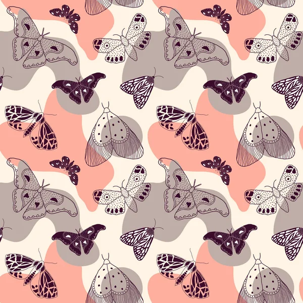 Patroon met vlinders en motten — Stockvector