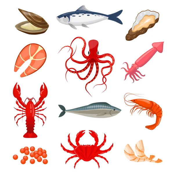 Set of seafood — Stock Vector