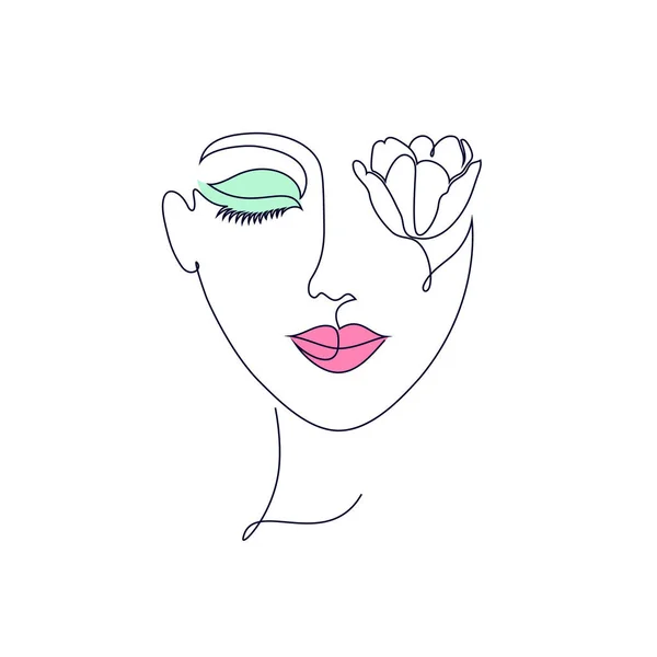 Minimal visage de femme — Image vectorielle