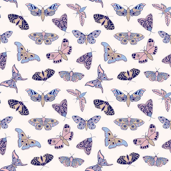 Patroon met vlinders en motten — Stockvector