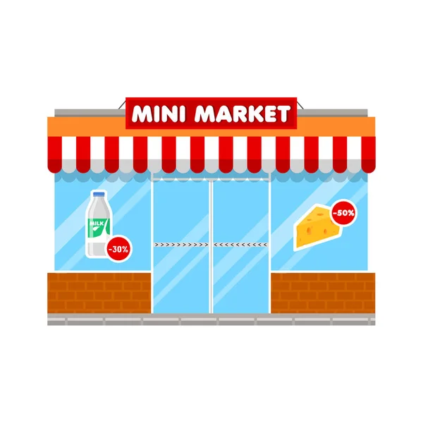 Sklep Mini Market w stylu płaskim — Wektor stockowy