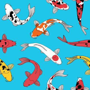 Koi balıklarıyla desen