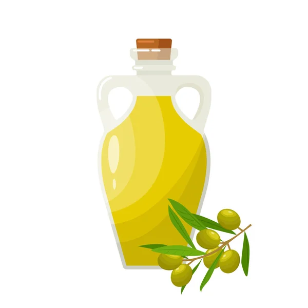Botella con aceite de oliva — Vector de stock