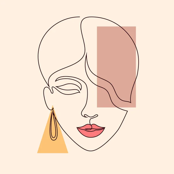 Minimal visage de femme. — Image vectorielle