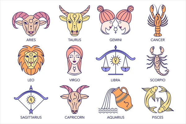 Collecte des signes du zodiaque — Image vectorielle