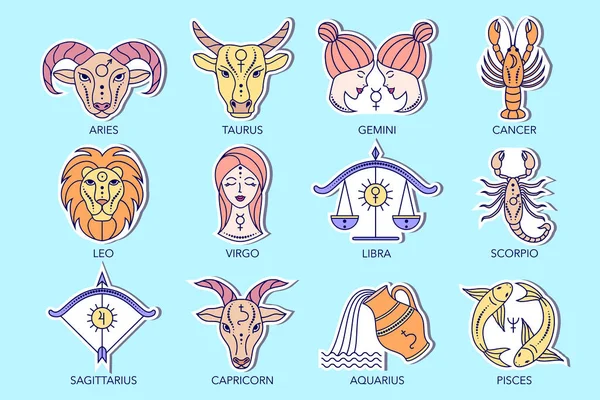 Naklejki ze znakami zodiaku — Wektor stockowy