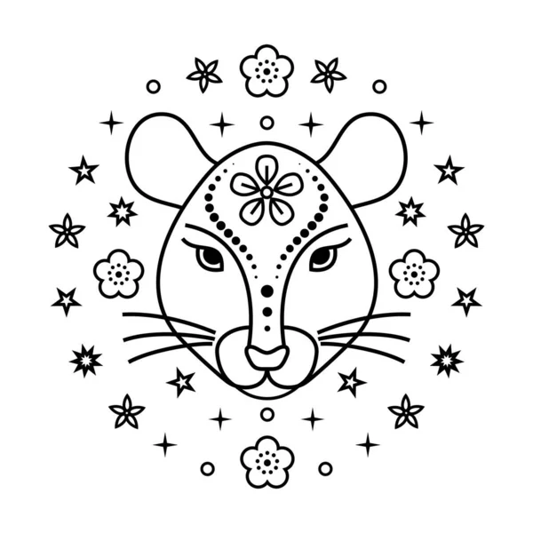 Chinesisches Horoskopzeichen der Ratte. — Stockvektor